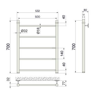 Полотенцесушитель водяной Indigo Line LLW70-50 70x50 см хром